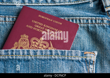 Passport in rear pocket Stock Photo