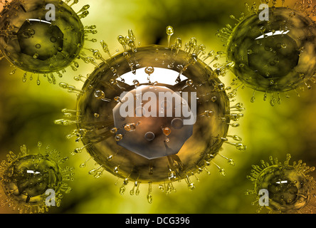 Group of H5N1 virus with glassy view. Stock Photo