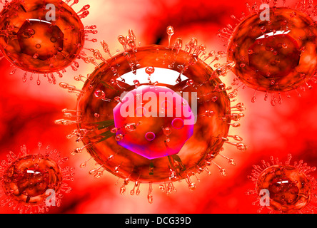 Group of H5N1 virus with glassy view. Stock Photo