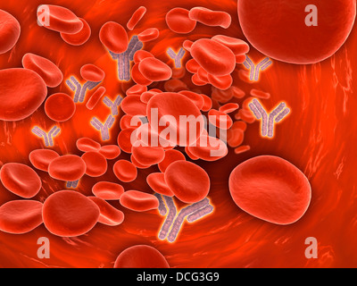 Conceptual image of chromosomes inside the blood stream.