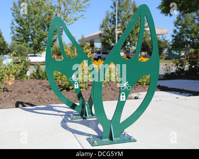 Bike parking rack with leaf style Stock Photo