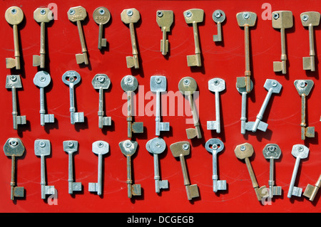 Keys organized on a board Stock Photo