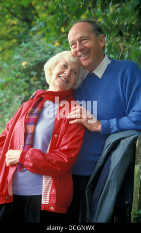 portrait scottish seniors standing in copse Stock Photo