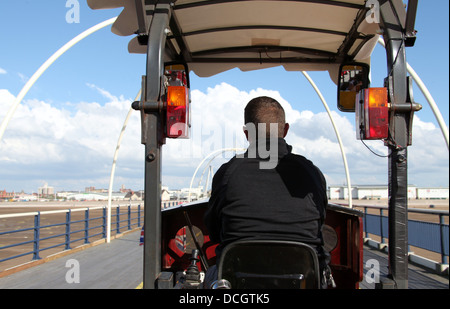 Tramway Ride down the pier in the Lancashire seaside resort of Southport Stock Photo