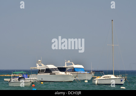 Yachts and boats in marina Stock Photo