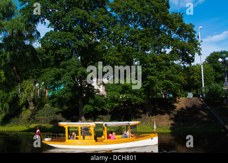 Boat in canal of Bastion Hill (Bastejkalns) park central Riga Latvia the Baltic States northern Europe Stock Photo