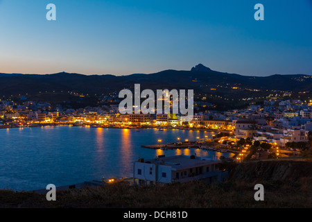 Tinos city and harbor in the afternoon Stock Photo