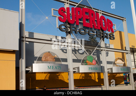 The outside sign of the Superior Grocers store in Santa Ana California. An independently-owned chain in Southern California Stock Photo