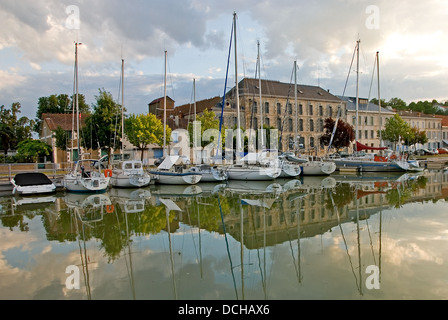 Mortagne sur Gironde in the Charente Maritime region is a busy port with a river channel link out to the River Gironde estuary. Stock Photo