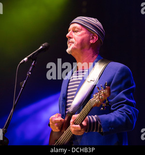 Dave Pegg, the bass player of Fairport Convention on stage at the band's Cropredy Festival in 2013 Stock Photo