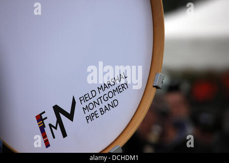 Glasgow, UK. 18th Aug, 2013. Field Marshal Montgomery Pipe Band, a band from Northern Ireland, have won the 67th World Pipe Band Championships for the third time in a row at Glasgow Green. Credit:  PictureScotland/Alamy Live News Stock Photo