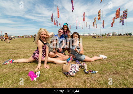 Music fans at  T In The Park Festival at Balado on July 8, 2013 in Kinross Stock Photo