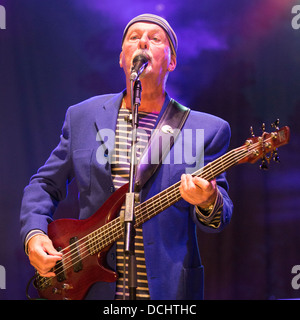 Dave Pegg, the bass player of Fairport Convention on stage at the band's Cropredy Festival in 2013 Stock Photo