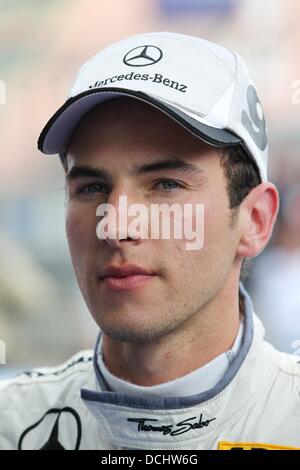 Nuerburg, Germany. 18th Aug, 2013. German Mercedes driver Christian Vietoris finishes in third at the German Touring Car Masters (DTM) qualification at the Nuerburgring racing curcuit near Nuerburg, Germany, 18 August 2013. Photo: Thomas Frey/dpa/Alamy Live News Stock Photo