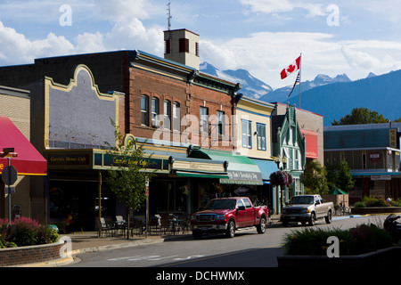 MacKenzie Ave, downtown Revelstoke, British Columbia, Canada Stock Photo