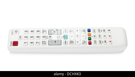 White TV remote control. Isolated on white background Stock Photo
