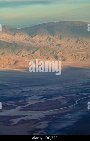 Morning light on the Panamint Mountains over Badwater Basin, from Dantes View, Death Valley National Park, California Stock Photo