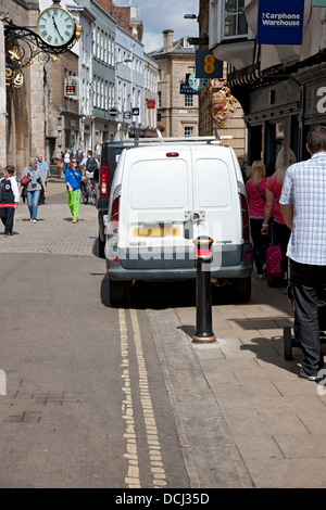 Van vehicle parked on double yellow lines in the town city centre York North Yorkshire England UK United Kingdom GB Great Britain Stock Photo