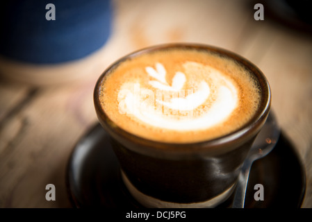 cappucino or flatwhite with frothed microfoam pattern Stock Photo