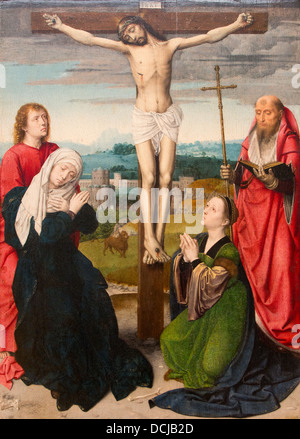 15th century  -  The Crucifixion, 1495 - Gerard David  Philippe Sauvan-Magnet / Active Museum Oil on wood Stock Photo