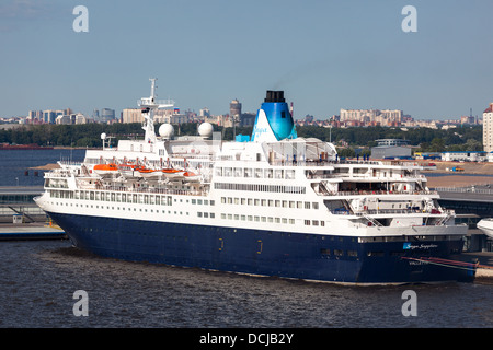 Cruise Ship 'Saga Sapphire' alongside the new Cruise ship terminal St Petersburg Russia Stock Photo