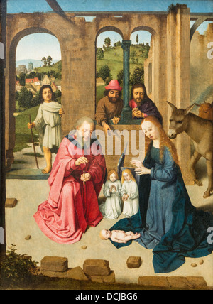 15th century  -  The Nativity, 1480 - Gerard David Philippe Sauvan-Magnet / Active Museum Oil on Wood Stock Photo