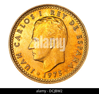 SpaNish 1 peseta coin from 1975 Stock Photo