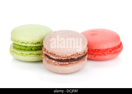 Colorful macarons. Isolated on white background Stock Photo