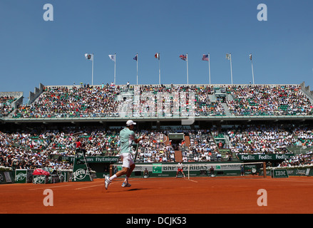 Novak Djokovic (SRB) in action at the French Open 2013. Stock Photo