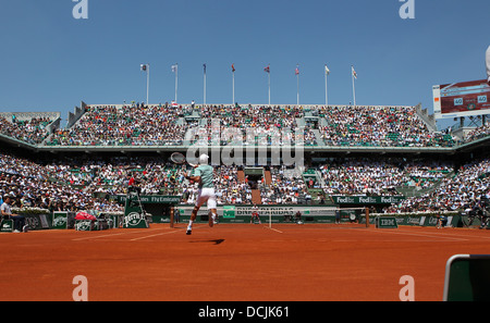 Novak Djokovic (SRB) in action at the French Open 2013. Stock Photo