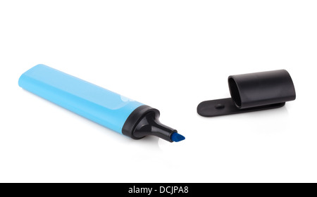 Blue highlighter. Isolated on white background Stock Photo