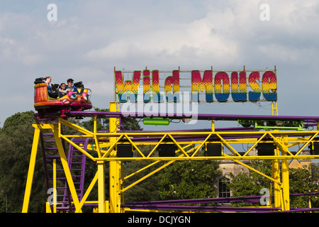 Wild Mouse roller Coaster Ride at the 35th Bristol International Balloon Fiesta. Bristol, England, UK. Stock Photo