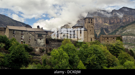 Torla village, near the natural park of Ordesa and Monte Perdido, Pyrenees, Spain Stock Photo