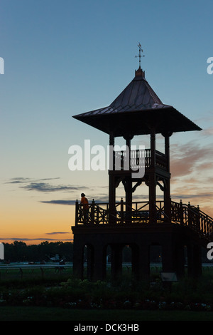 August 4, 2013. Saratoga Raceway. The new Whitney Viewing Stand at the Oklahoma Training Track at dawn. Stock Photo