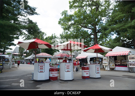 Saratoga Raceway, in upstate New York, is the oldest horse raceway in the United States. The original track was built in 1863. Stock Photo