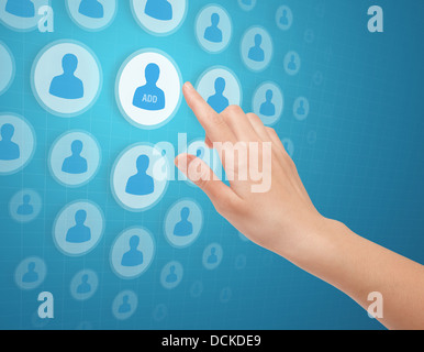Hands Touch Social Media Icon Stock Photo