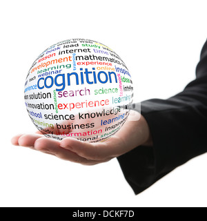 Transparent ball with inscription cognition in a hand Stock Photo