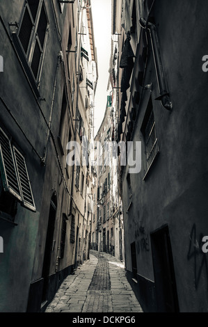 Narrow street in Genova Stock Photo