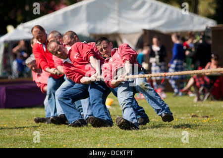 Aberdeen, Scotland - June 16th 2013: A tug of war contest at the Aberdeen Highland Games in Hazlehead Park Stock Photo
