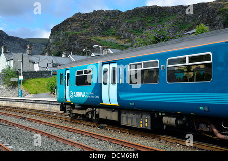 Arriva Trains Wales Class 150 Sprinter diesel train standing at Blaenau Ffestiniog station, Gwynedd, Wales Stock Photo