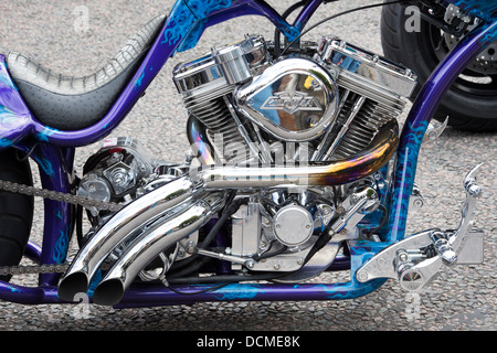 Custom chopper motorcycle engine Stock Photo