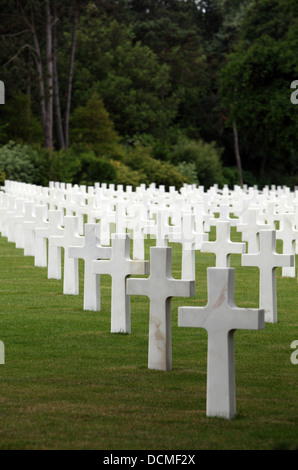Gravestones at the Normandy American Memorial and Cemetery, maintained by the American Battle Monuments Commission Stock Photo