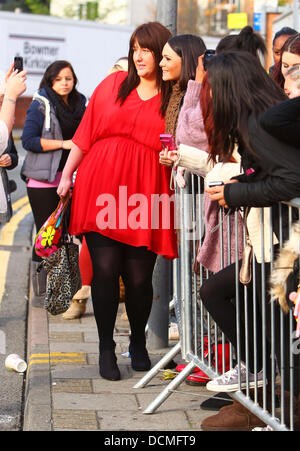 'X Factor' finalist Sami Brookes poses with fans as she arrives at 'The