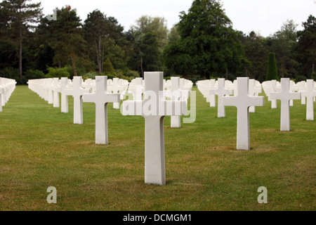 Gravestones at the Normandy American Memorial and Cemetery, maintained by the American Battle Monuments Commission Stock Photo