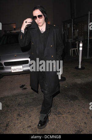 Marilyn Manson leaves Mercato Di Vetro restaurant in West Hollywood Los Angeles, California - 24.10.11 Stock Photo