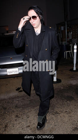 Marilyn Manson leaves Mercato Di Vetro restaurant in West Hollywood Los Angeles, California - 24.10.11 Stock Photo