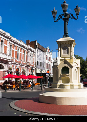 dh Victoria Avenue WANGANUI NEW ZEALAND People alfresco cafe colonial buildings city centre fountain roundabout