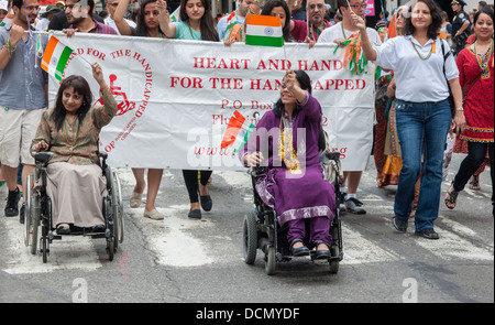 Indian-Americans from the tri-state area around New York celebrate at the Indian Independence Day Parade on Madison Ave. Stock Photo