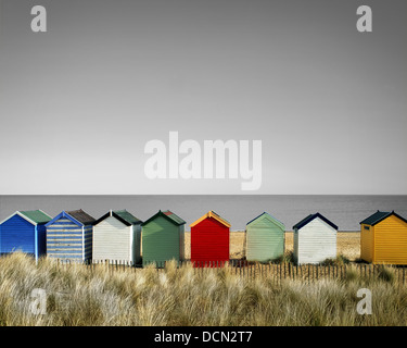 GB - SUFFOLK: Colourful beach huts at Southwold Stock Photo