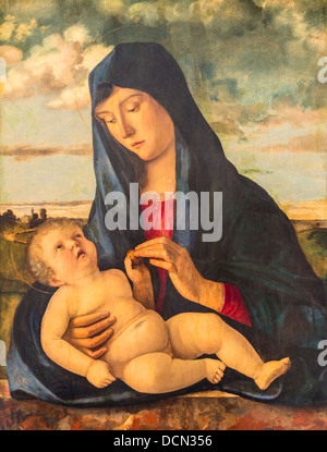 15th century  -  Madonna and Child in a Lanscape, 1480 - Giovanni Bellini Philippe Sauvan-Magnet / Active Museum Stock Photo